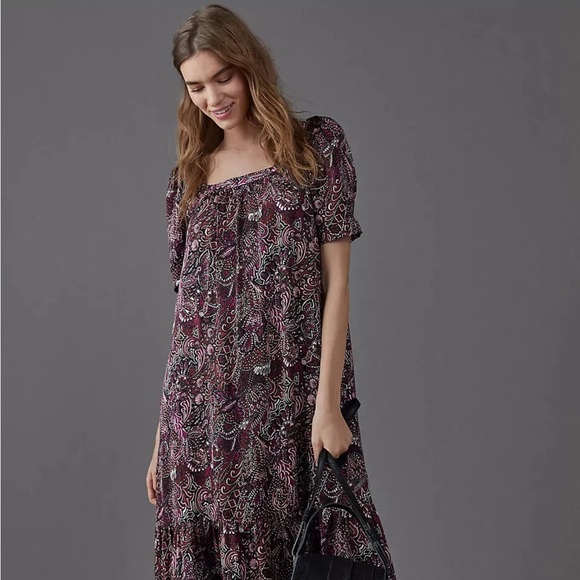 Maeve by Anthropologie Lisabetta Dark Floral Maxi Dress Oversized Boho - Picture 16 of 16